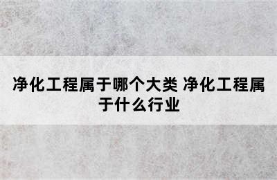 净化工程属于哪个大类 净化工程属于什么行业